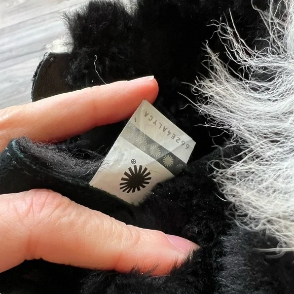 Ugg Boots Patchwork fluff white beige black shoe 10 shearling - Picture 11 of 13